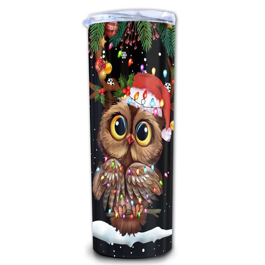 Christmas Owl Skinny Tumbler, Merry Christmas, Owl Lovers Skinny Tumbler