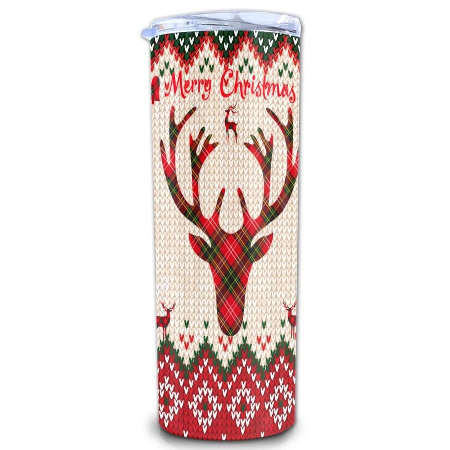 Christmas Reindeer Skinny Tumbler, Merry Christmas Skinny Tumbler