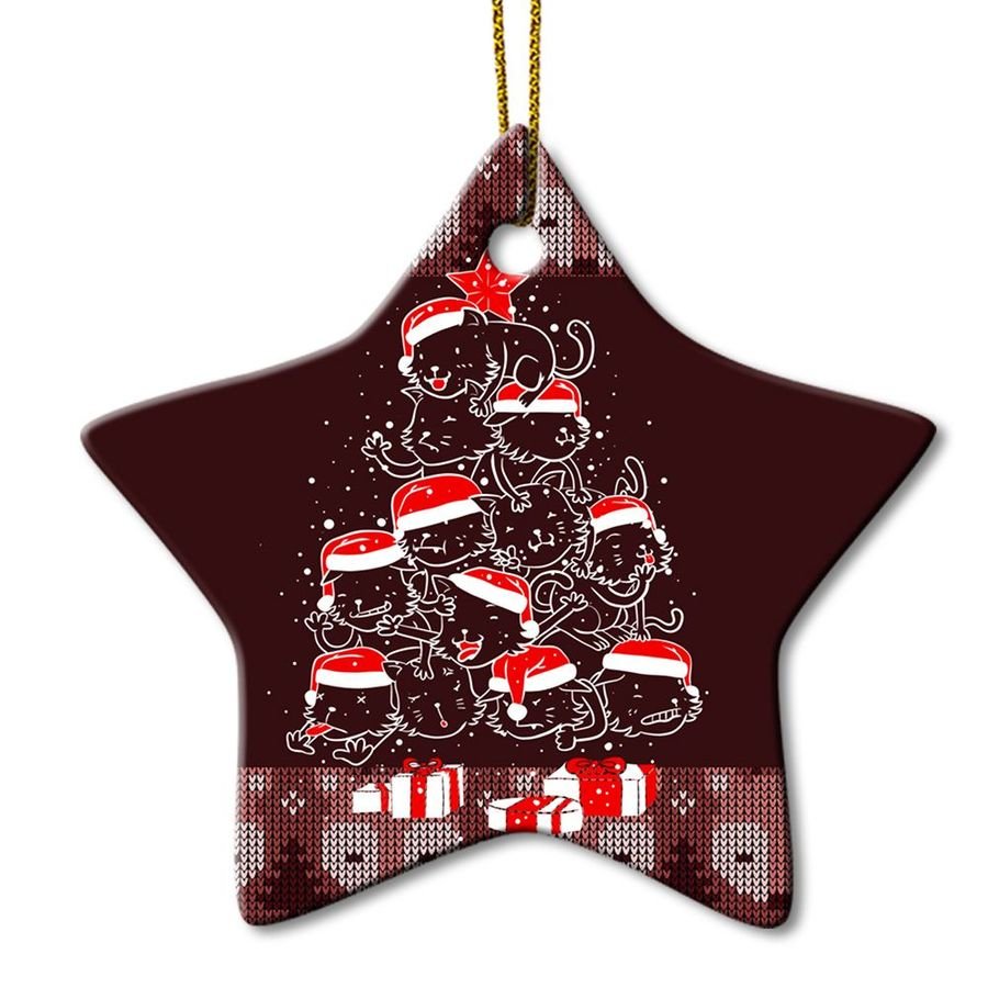 Cat Christmas Tree Star Ornament, Christmas, Cat Lovers Ornament