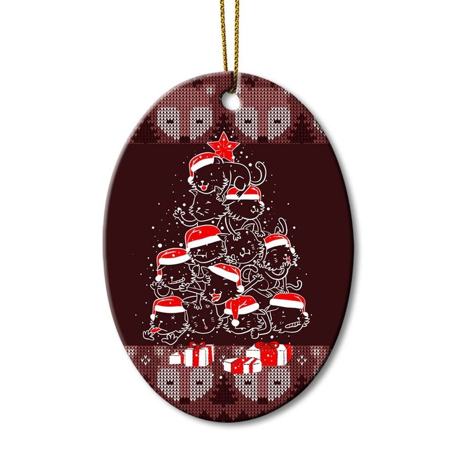 Cat Christmas Tree Oval Ornament, Christmas, Cat Lovers Ornament