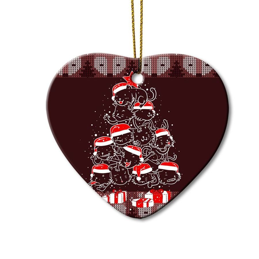 Cat Christmas Tree Heart Ornament, Christmas, Cat Lovers Ornament