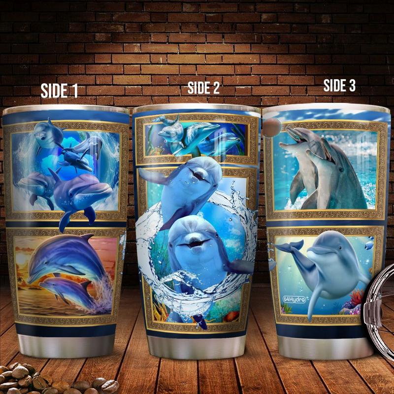 3D Picture Dolphin Stainless Steel Tumbler, Dolphin Lovers Stainless Steel Tumbler