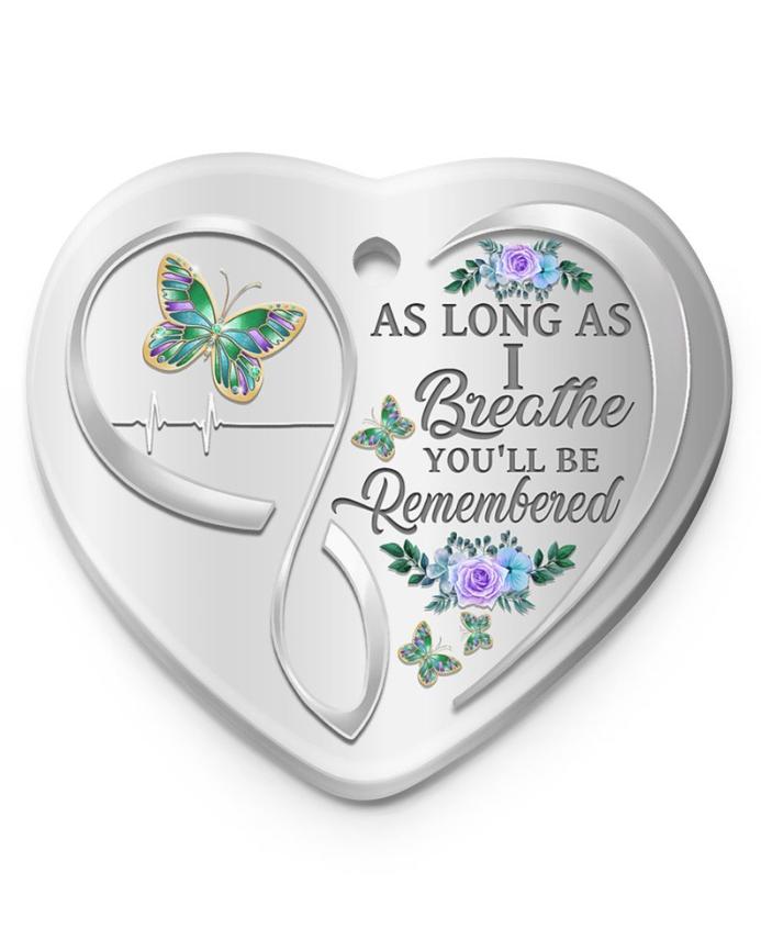As Long As I Breathe, Butterfly Heart Ornament, Husband And Wife, Family, Heaven Heart Ornament