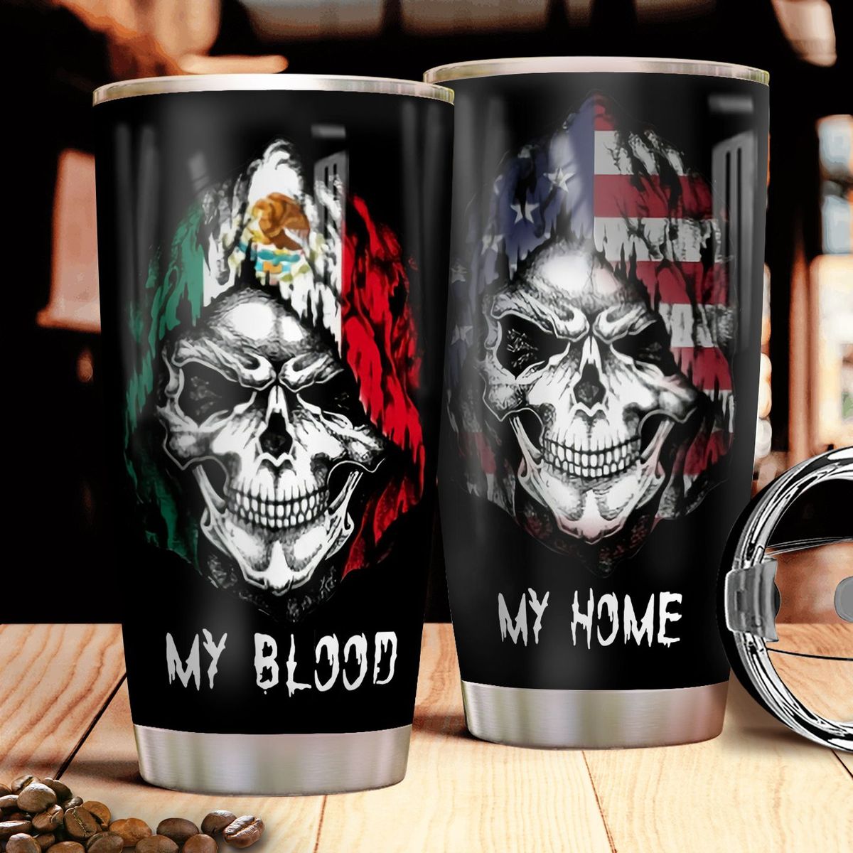 My Blood My Home Mexican Skull Stainless Steel Tumbler, Skull Lovers Stainless Steel Tumbler