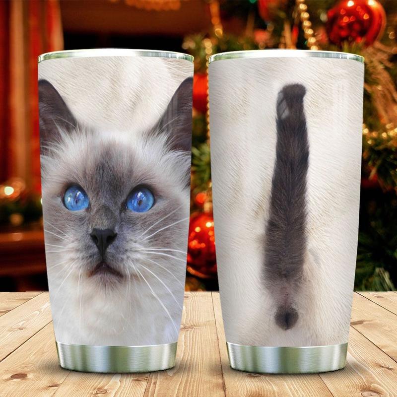 Face Cute Siamese Cat Cute Stainless Steel Tumbler, Siamese Cat Lovers Stainless Steel Tumbler