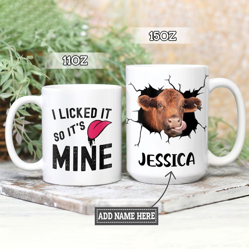 Personalized Cow  Full Color Ceramic Mug , Custom Friend , Bestie , Sister Mug