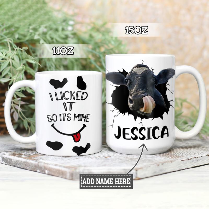 Personalized Cow  Full Color Ceramic Mug , Custom Friend , Bestie , Sister Mug
