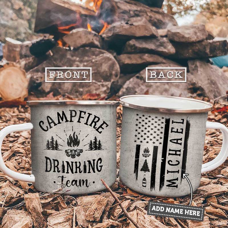 Personalized Camping Beer Drinking Team Custom Name Campfire Mug , Custom Friend Campfire Mug