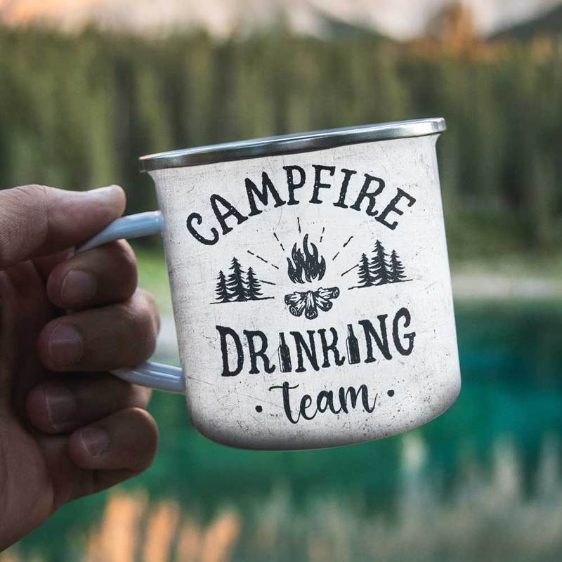 Personalized Camping Beer Drinking Team Custom Name Campfire Mug , Custom Friend Campfire Mug