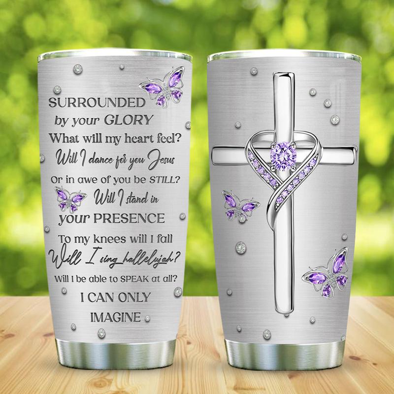 Jewelry Butterfly Faith Stainless Steel Tumbler, Butterfly Lovers, Christian Stainless Steel Tumbler