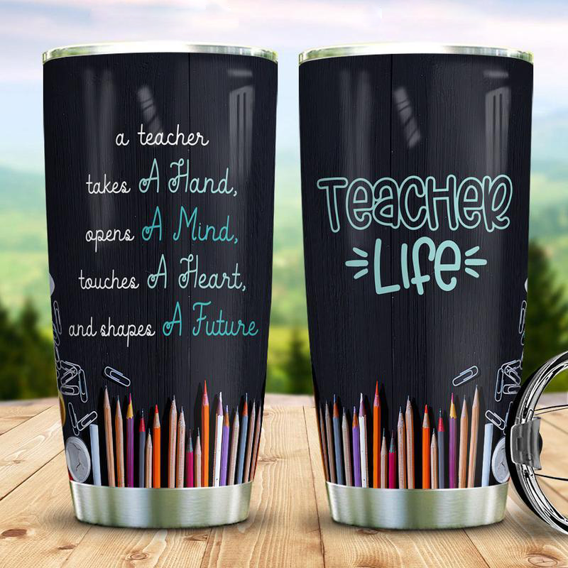 Personalized A Teacher Takes A Hand Opens A Mind Kindergarten Stainless Steel Tumbler ,  Custom Teacher , Friend Stainless Steel Tumbler