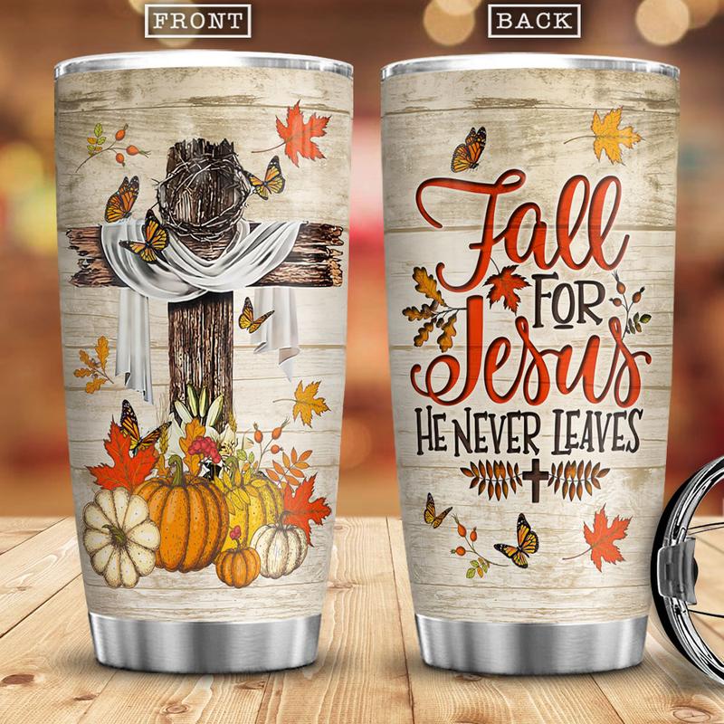 Fall For Jesus Stainless Steel Tumbler, Faith, Christian Stainless Steel Tumbler