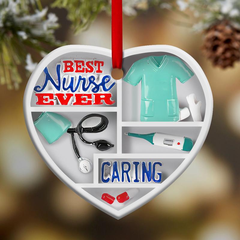 Best Nurse Ever Caring Heart Ornament, Nurse Ornament