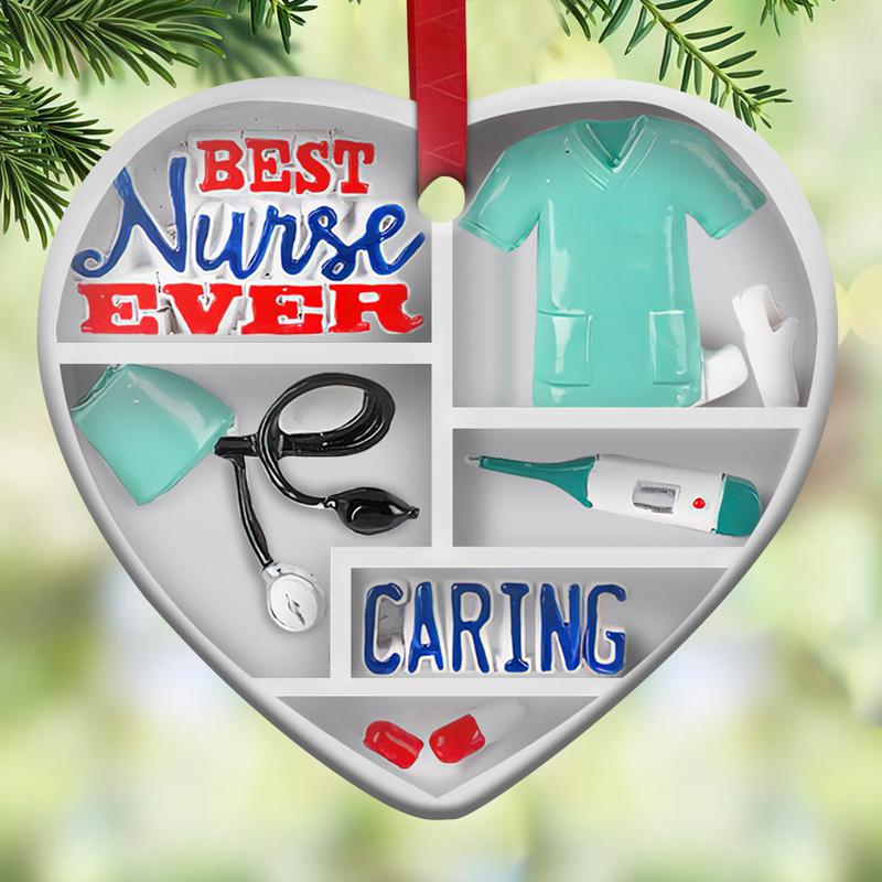 Best Nurse Ever Caring Heart Ornament, Nurse Ornament