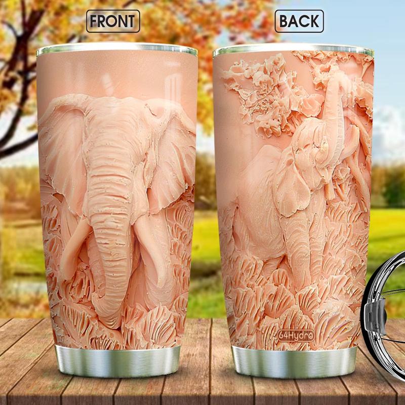 Elephant Pink Silicone Stainless Steel Tumbler, Elephant Lovers Stainless Steel Tumbler