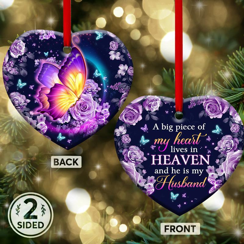 A Big Piece Of My Heart Memorial Butterfly Two-Sided Heart Ornament ,Butterfly Lovers Ornament
