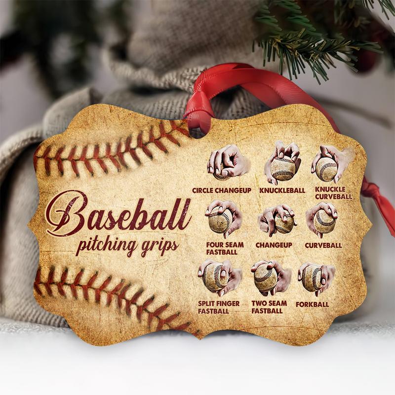 Baseball Glove Baseball Code Circle Ornament, Custom Baseball Two – Sided Circle Ornament