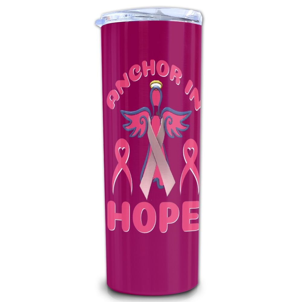 Anchor In Hope Skinny Tumbler, Breast Cancer Awareness Tumbler