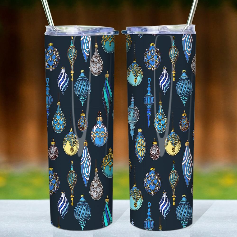 Christmas Pattern Skinny Tumbler, Merry Christmas Tumbler