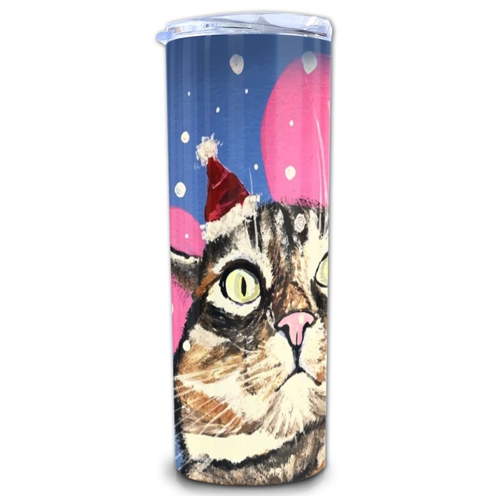 Christmas Cat Skinny Tumbler, Merry Christmas, Cat Lovers Skinny Tumbler