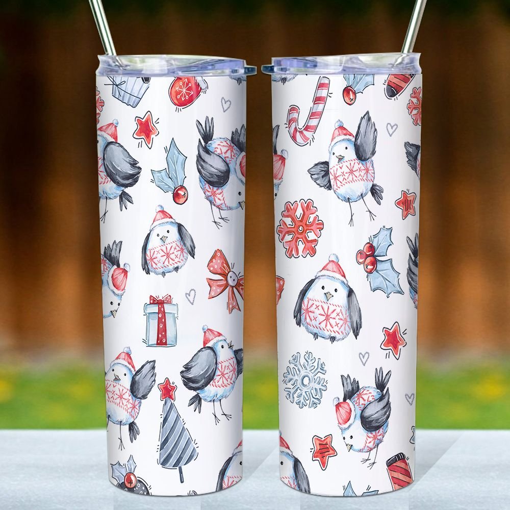 Christmas Bear Skinny Tumbler, Merry Christmas Tumbler