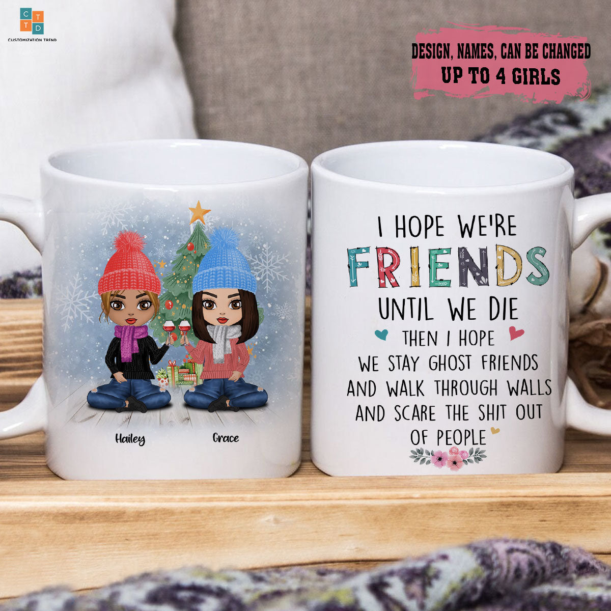 Personalized Christmas I Hope We’re Friends Mug , Custom Friend , Bestie , Sister Mug