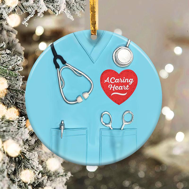 A Caring Heart Circle Ornament, Nurse Ornament