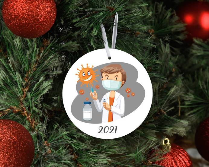 2021 COVID And Doctor Ornament, Funny Christmas Ornament