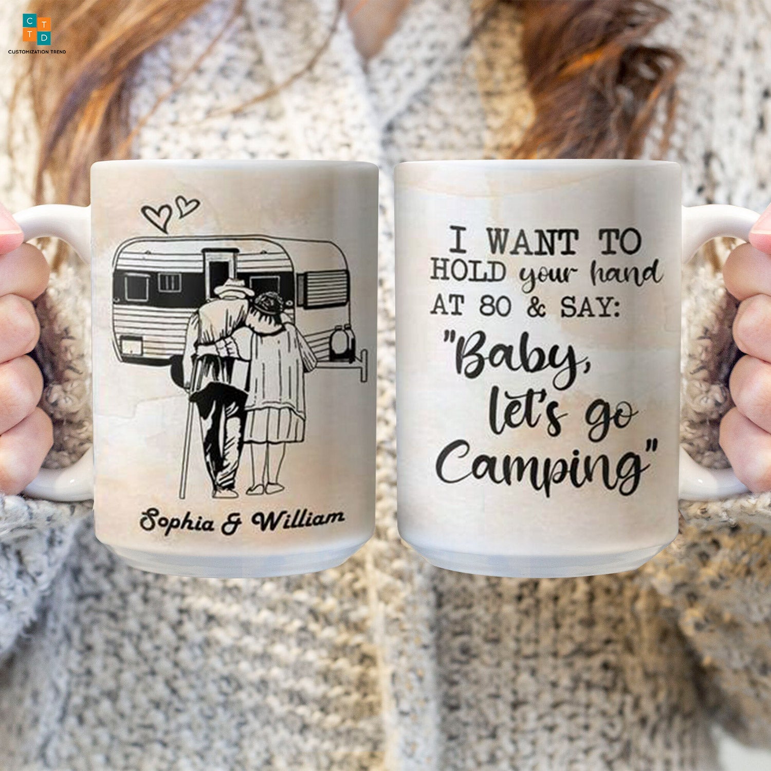 Camping Couple Personalized Full Color Ceramic Mug