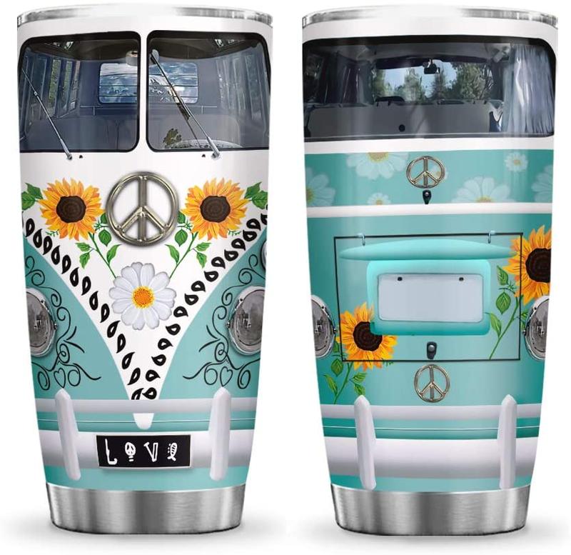 Car Hippie Van Stainless Steel Tumbler, Hippie Stainless Steel Tumbler