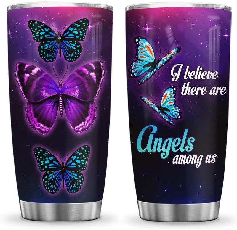 I Believe There Are Angel Among Us Stainless Steel Tumbler, Butterfly Lovers Stainless Steel Tumbler
