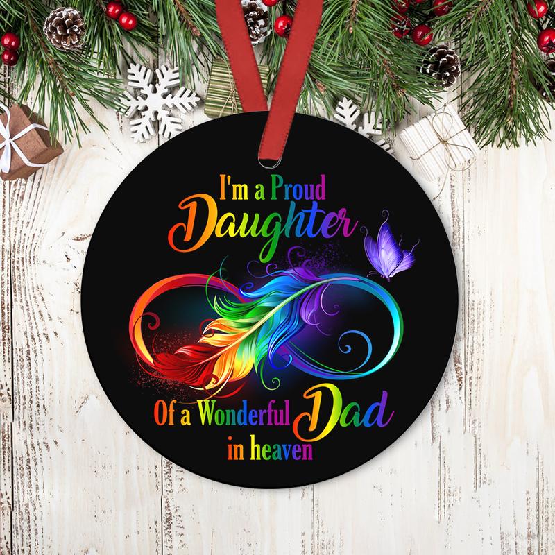 A Wonderful Dad In Heaven Circle Ornament, Dad And Daughter, Memorial Ornament