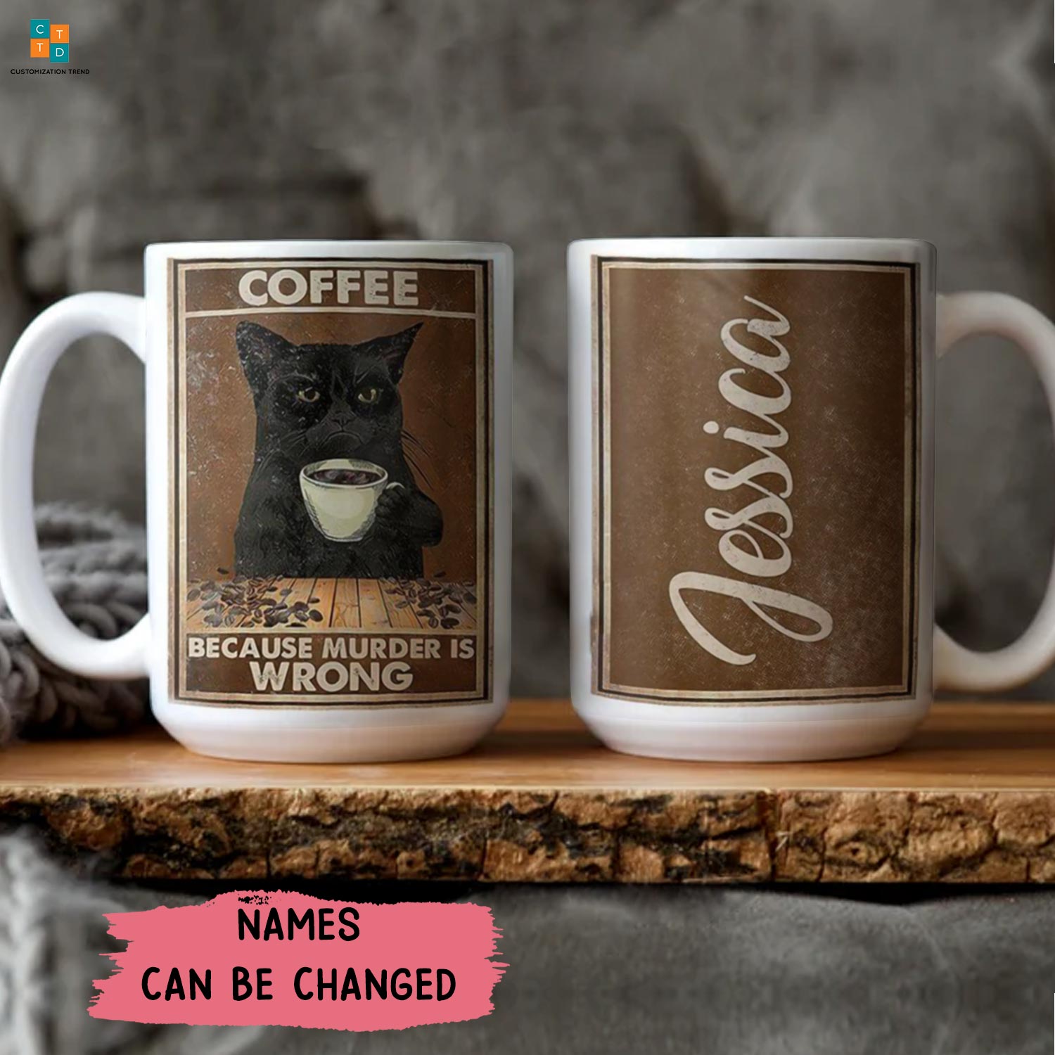 Personalized Coffee Cat Full Color Ceramic Mug