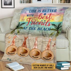 Personalized Beach Bestie Life Is Better At The Beach  Blanket , Custome Friend Blanket