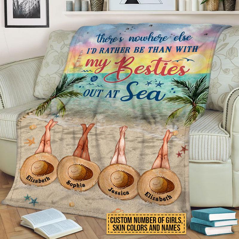 Personalized Beach Bestie Out At Sea  Blanket , Custome Friend Blanket