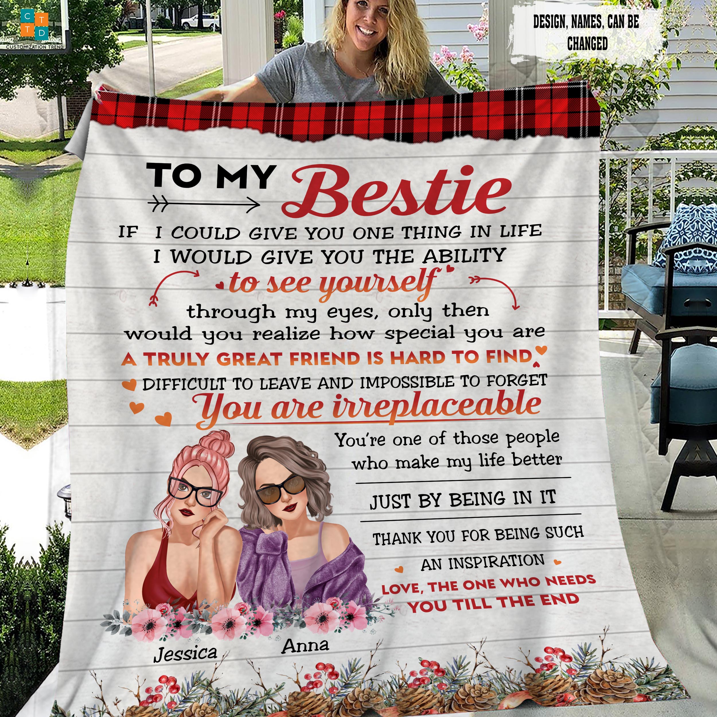 Personalized To My Bestie I Would Punch Her In The Face And Go Find You  Blanket , Custome Friend , Sisters, Friends Blanket