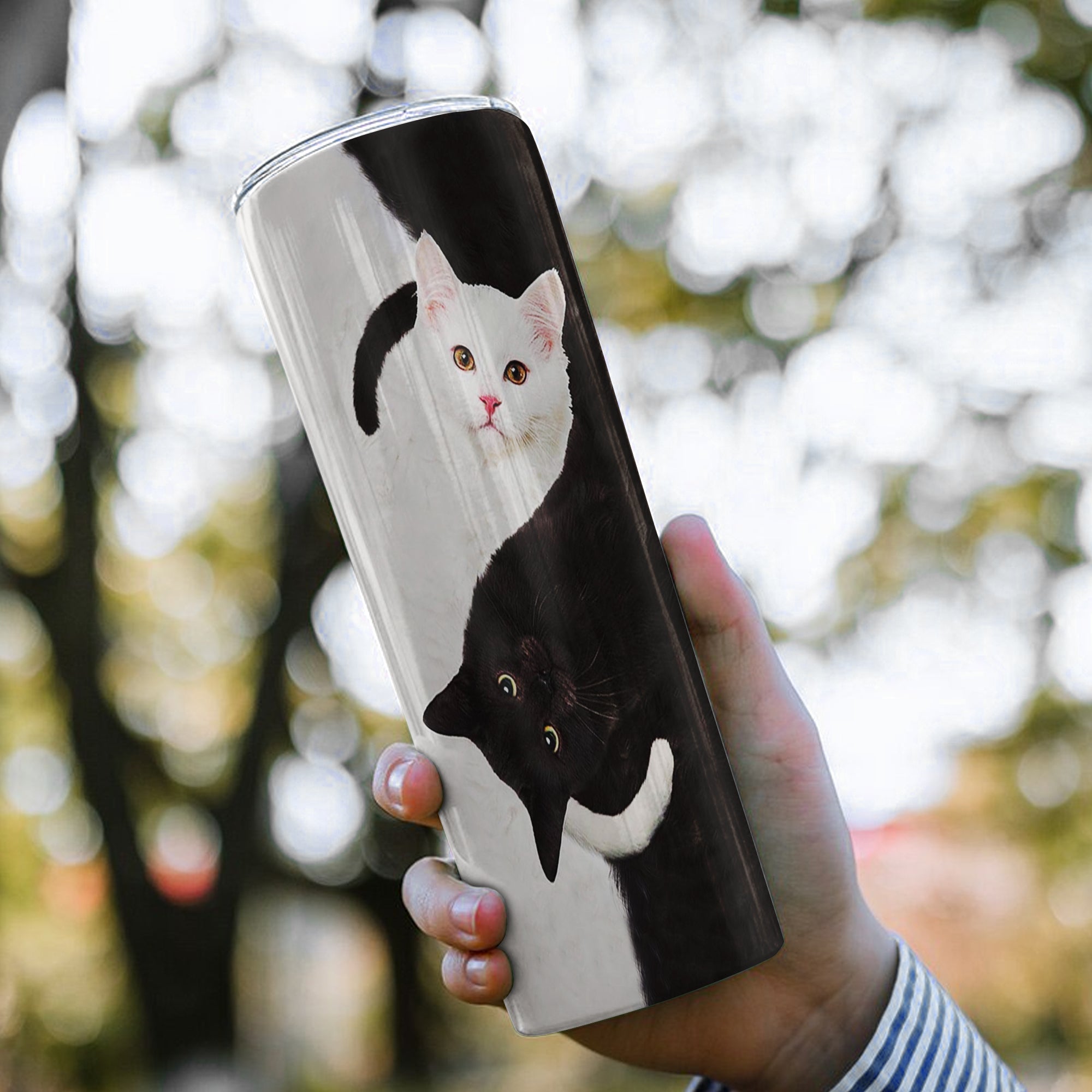 Cat Yin Yang Skinny Tumbler