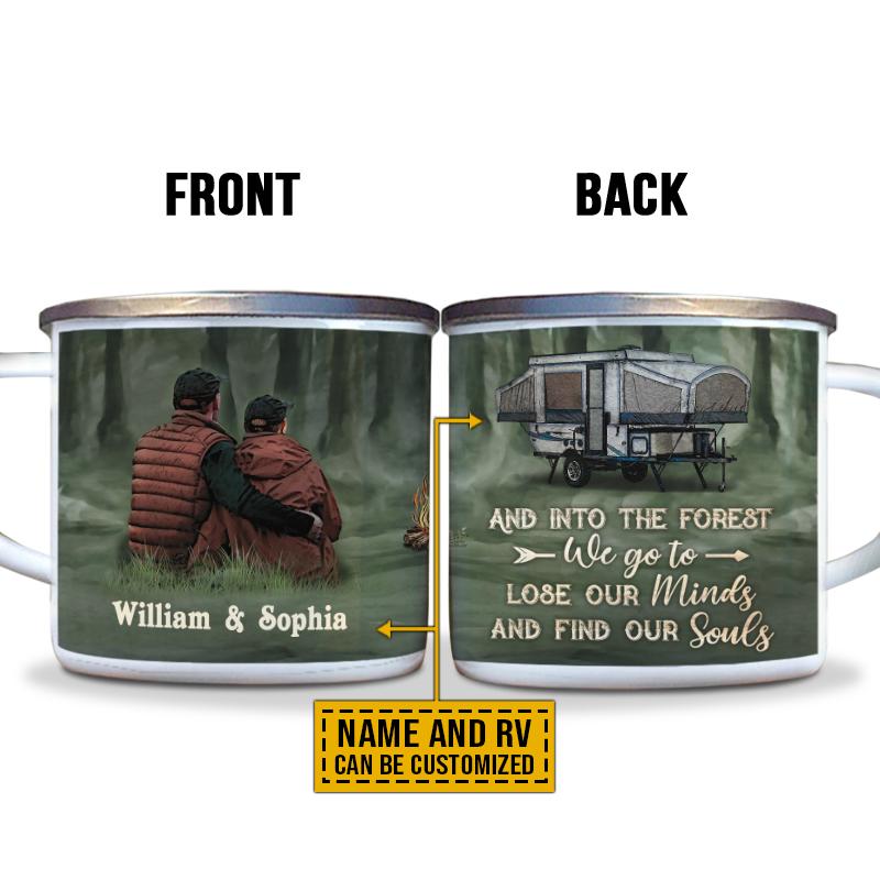 Personalized Camping Couple And Into The Forest CustomCampfire Mug , Custom Friend Campfire Mug