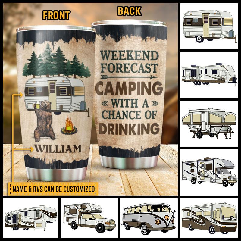 Gift ideas for a camper Personalized Camping Gift Camper RV Weekend Forecast Stainless Steel Tumbler ,  Custom Friend Stainless Steel Tumbler