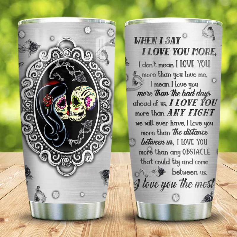 Couple Skull I Love You The Most Couple Stainless Steel Tumbler