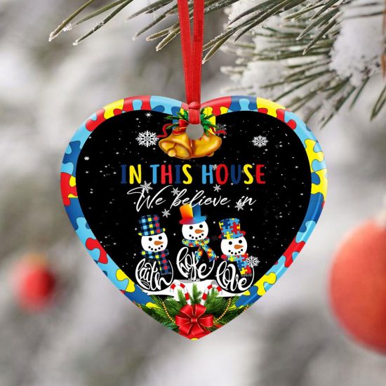 Autism Snowman Oval Ornament, Christmas, Christian Ornament