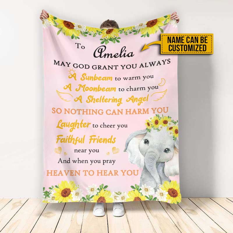 Personalized Elephant Daughter God Sent You Into My Life Customized  Blanket , Custome Daughter Blanket