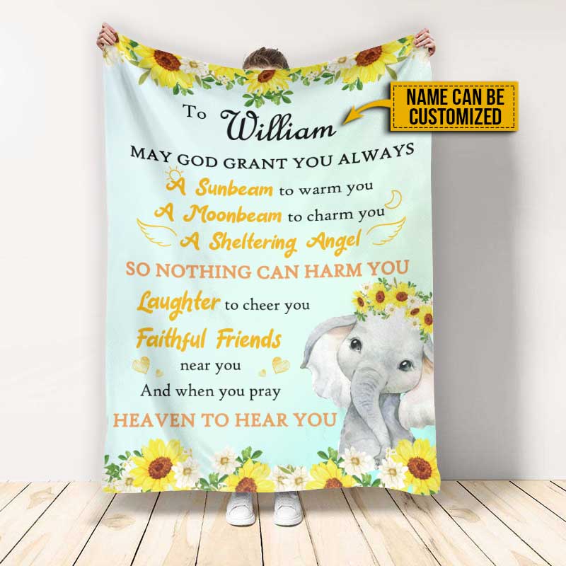 Personalized Elephant To Baby May God Grant You Custom Fleece  Blanket , Custome Friend Blanket