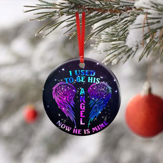 I Used To Be His Angel Circle Ornament, Custom Father Heaven Two – Sided Circle Ornament