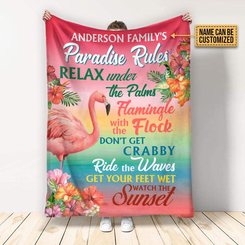 Personalized Flamingo Paradise Rules Custom Blanket, Beach Gift, Flamingo  Blanket , Custome Friend Blanket