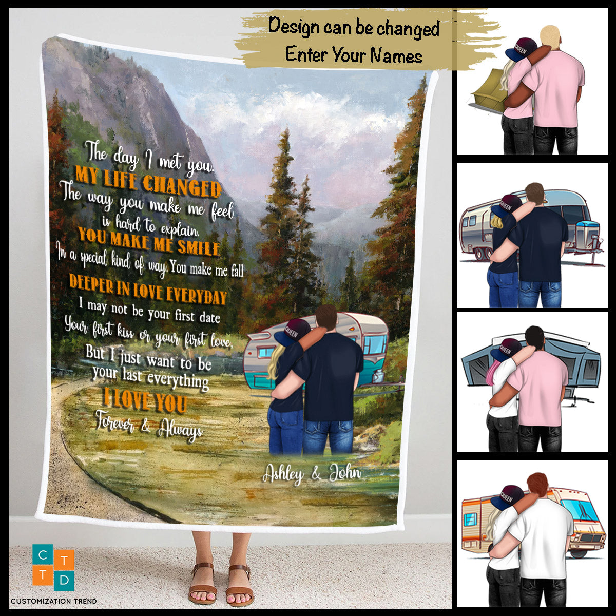 Personalized Camping Couple The Day i Met You My Life Blanket , Custome Couple Blanket