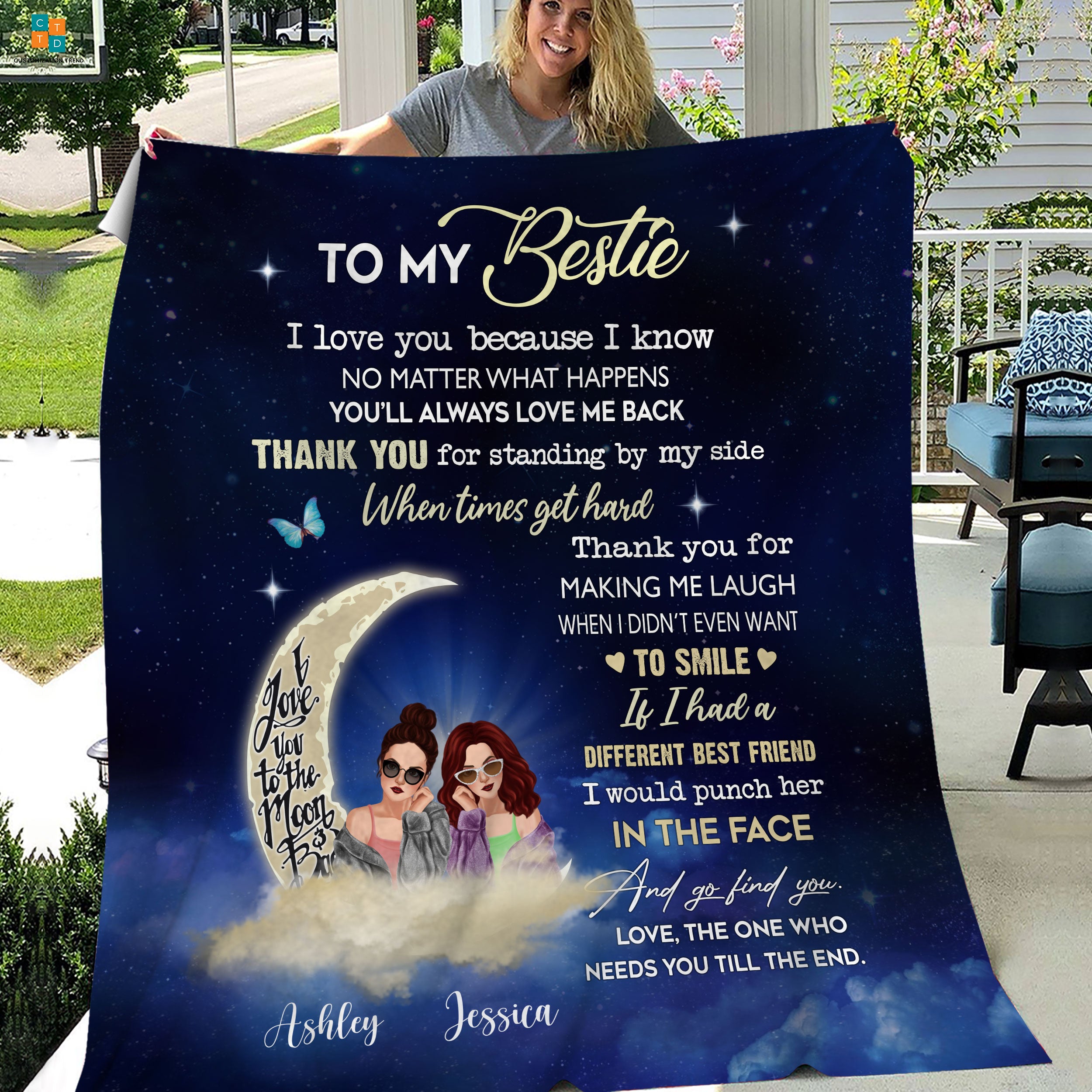 Personalized The One Who Need You Tilll The End  Blanket , Custome Friend , Sisters, Friends Blanket