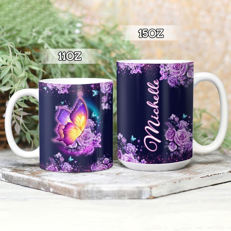 Personalized Butterfly Lover Personalized  Full Color Ceramic Mug , Custom Friend , Bestie , Sister Mug