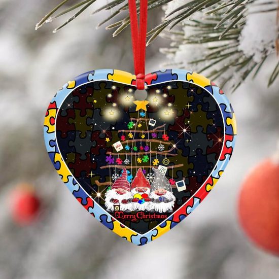 Autism Tomte Heart Ornament, Christmas Ornament