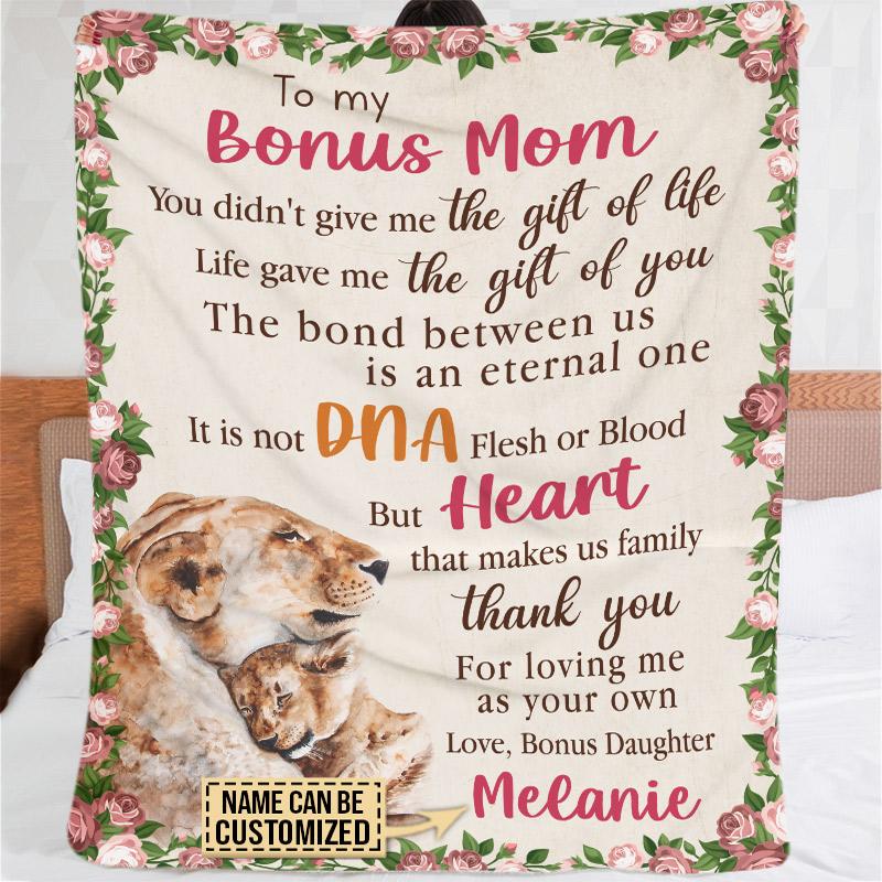 Personalized Lion Daughter To Step Mom It Is Not DNA Custom Fleece Blanket , Custome Mom , Daughter Blanket